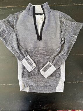 adidas Light Gray Marled Quarter-Zip Running Pullover